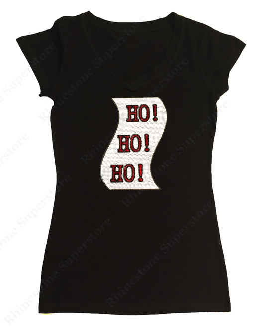 Womens T-shirt with Ho Ho Ho Christmas List in Sequence