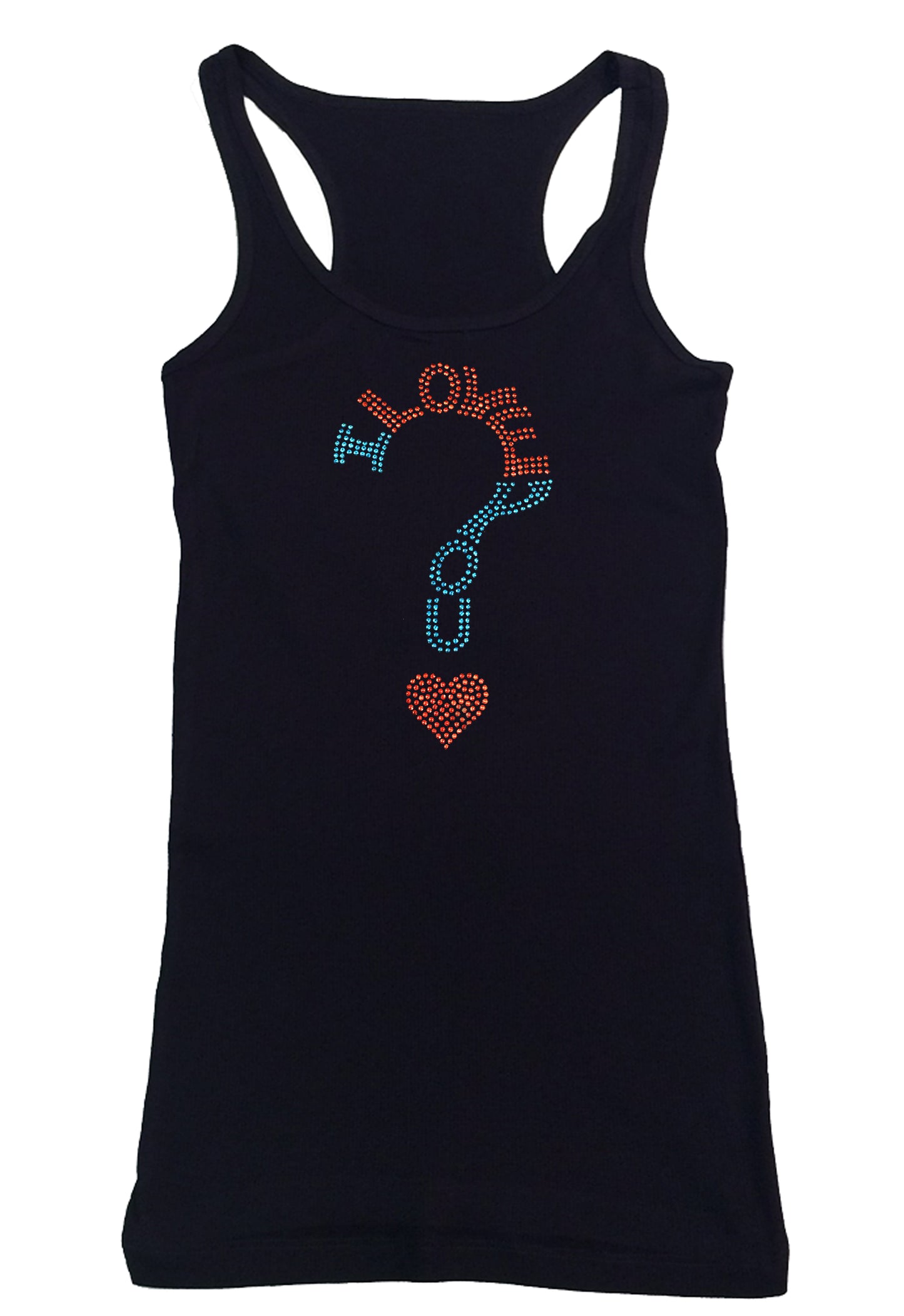 Womens T-shirt with I Love you in Rhinestuds