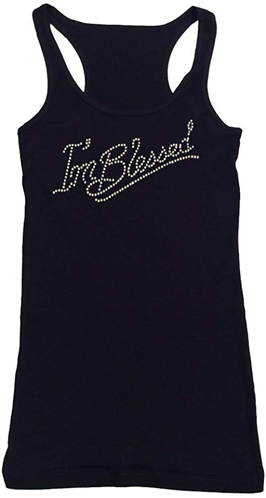 Womens T-shirt with I'm blessed in Rhinestones