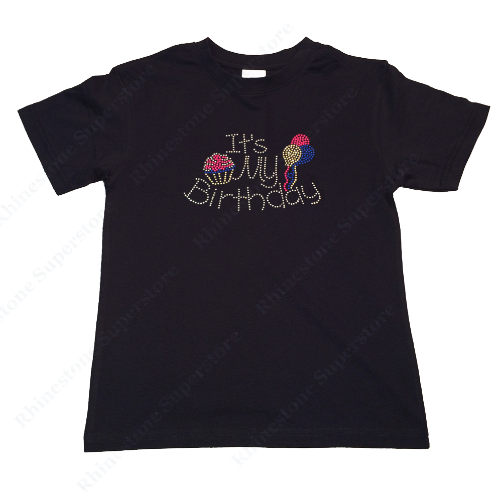 Girls Rhinestone T-Shirt " It's My Birthday Cupcake " Kids Size 3 to 14 Available