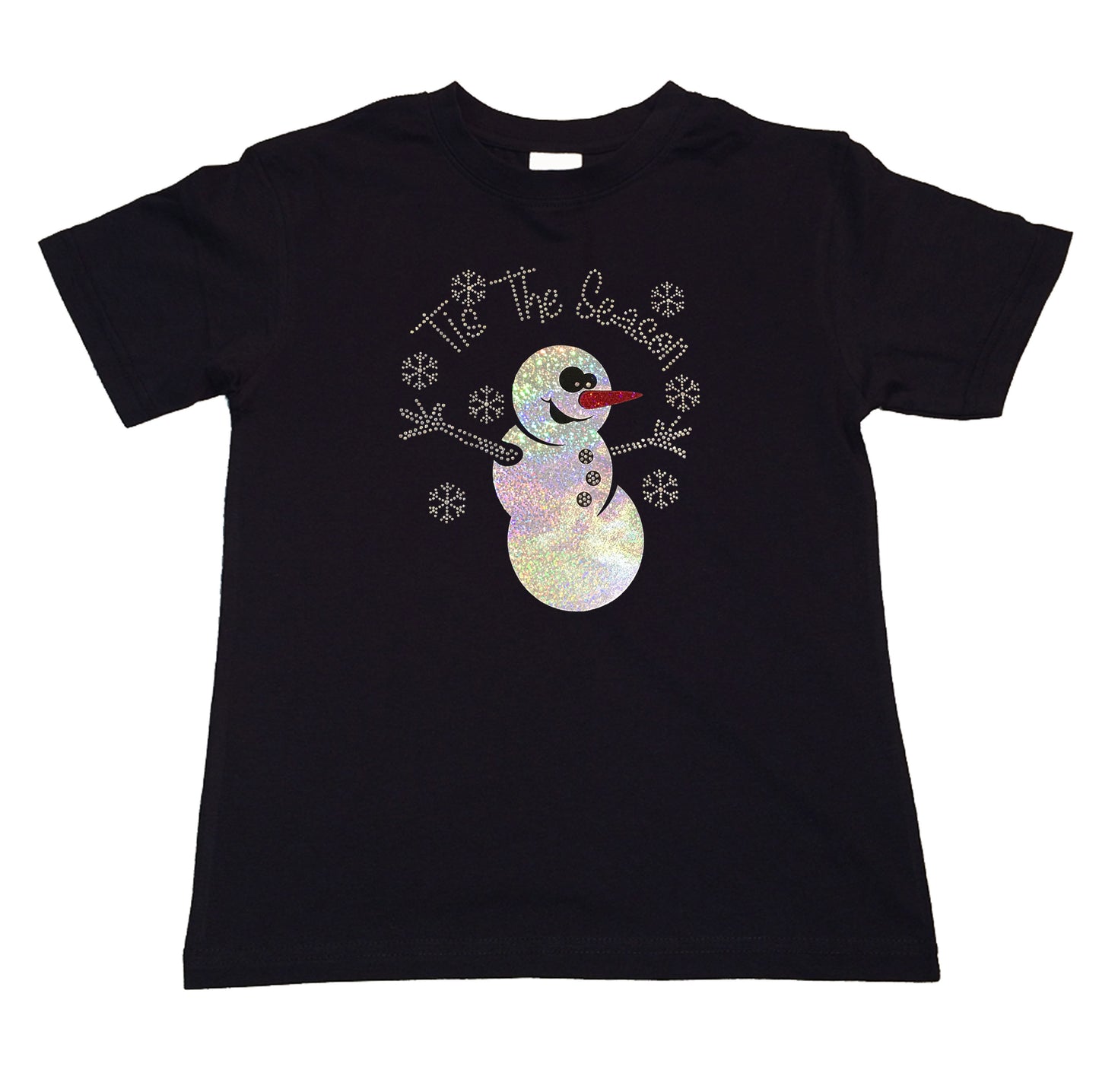Girls Rhinestone T-Shirt " It's the Season Snowman in Rhinestones " Kids Size 3 to 14 Available