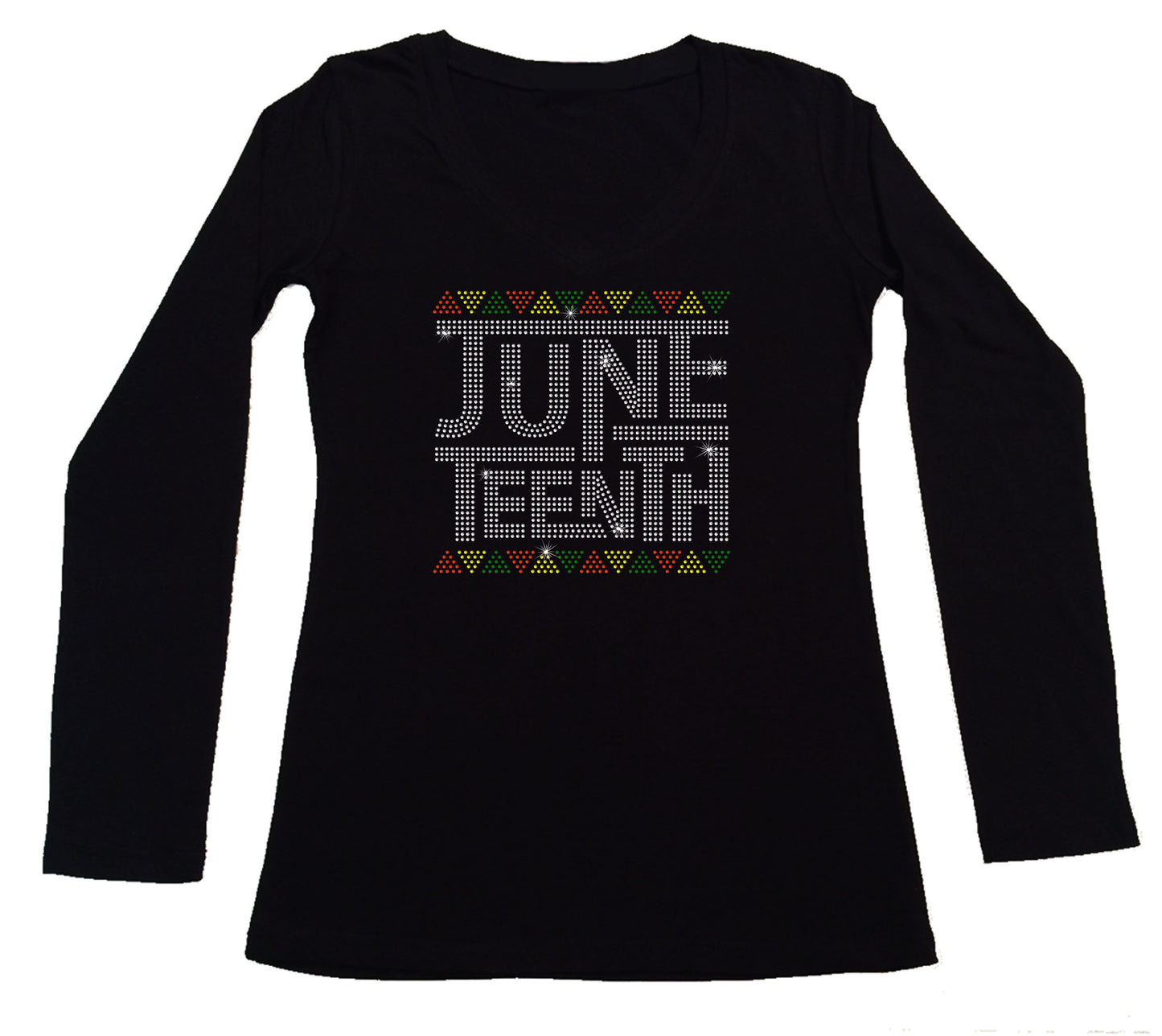 Women's Rhinestone Fitted Tight Snug Juneteenth - in Bold Letters 1865, Rhinestone Juneteenth