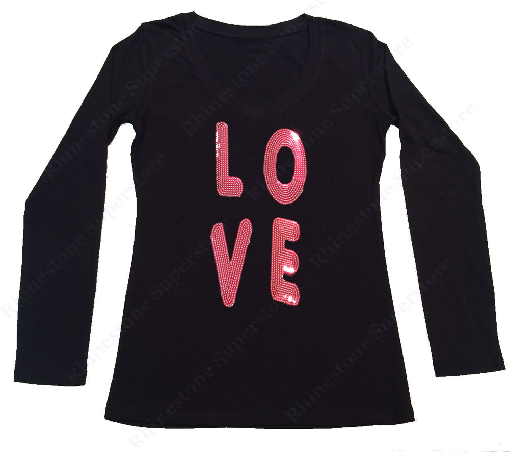Womens T-shirt with Love in Sequence