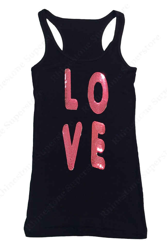 Womens T-shirt with Love in Sequence