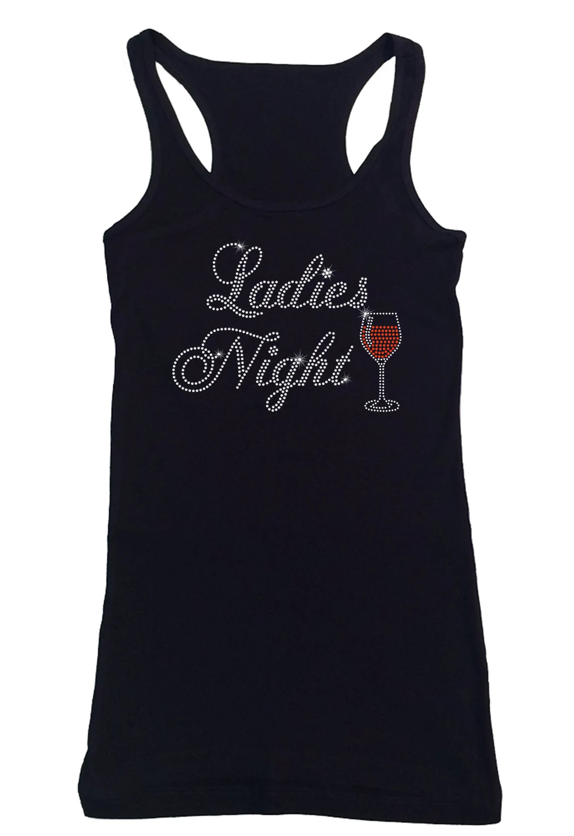 Women's Rhinestone Fitted Tight Snug Ladies Night with Red Wine Glass - Wine Tasting, Girls Trip, Wine shirt