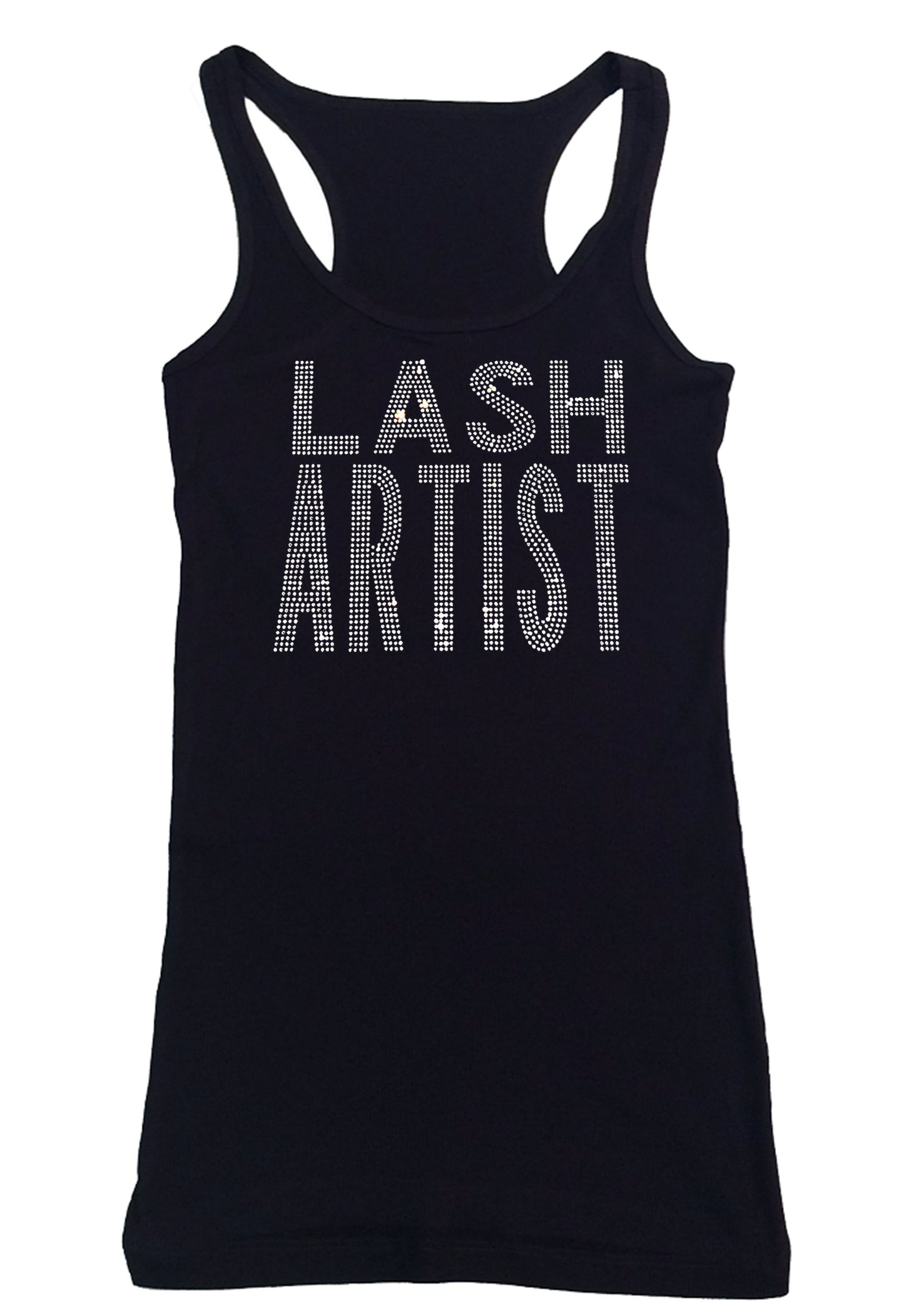 Womens T-shirt with Lash Artist in Rhinestones