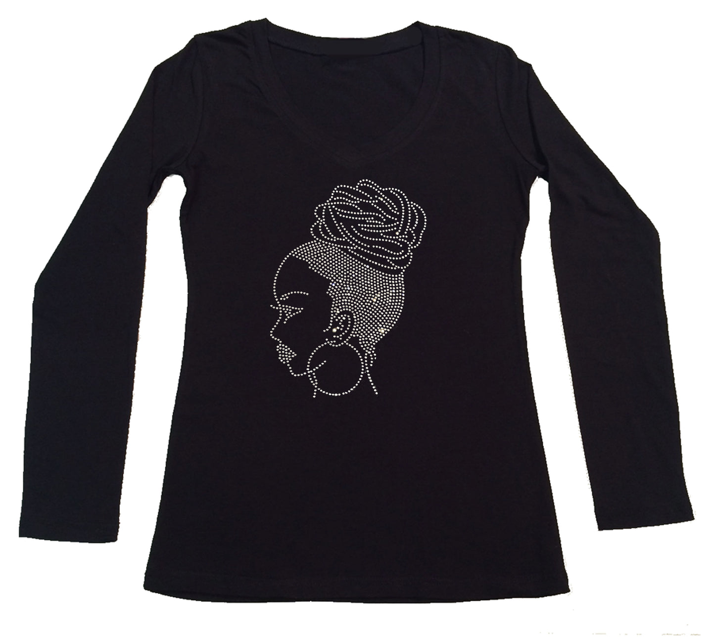 Womens T-shirt with Latina Woman in Rhinestones