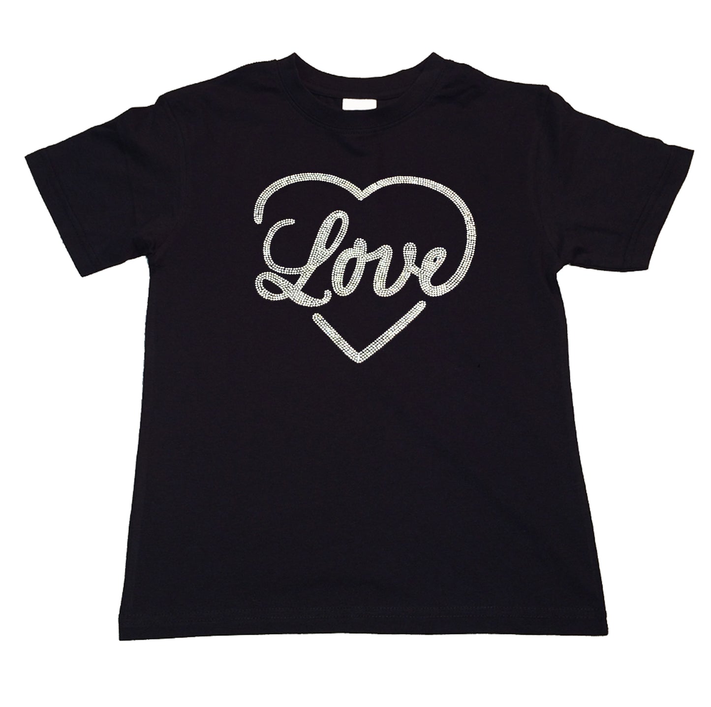 Girls Rhinestone T-Shirt " Love Heart in AB " Kids Size 3 to 14 Available
