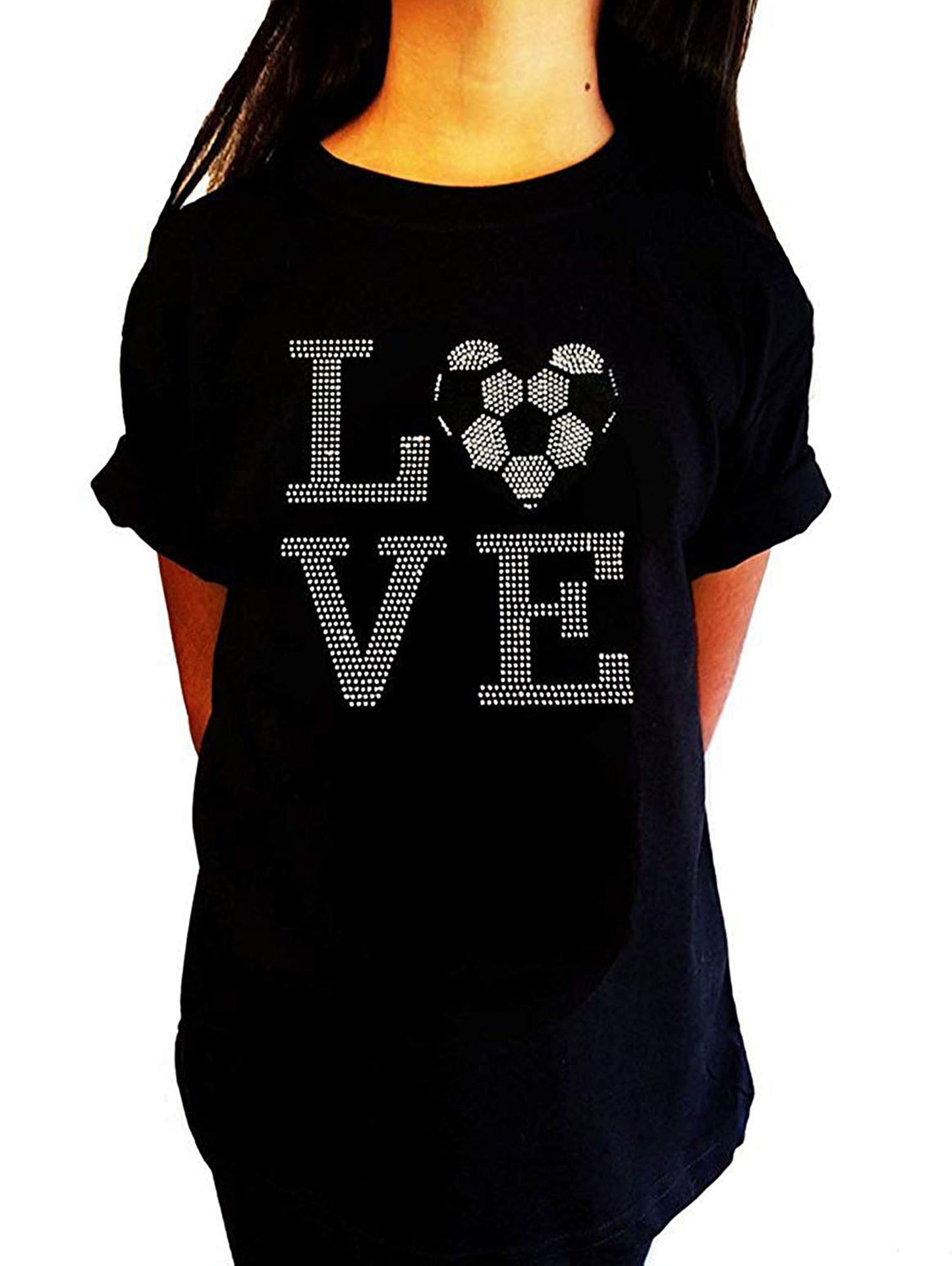 Love Soccer Heart in Rhinestones