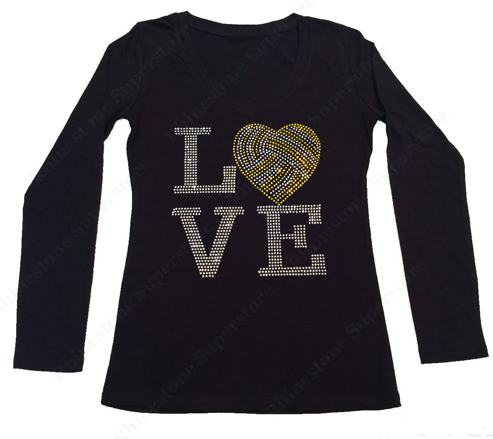 Womens T-shirt with Love Water Polo Heart in Rhinestones