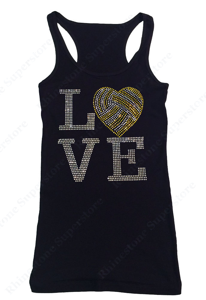 Womens T-shirt with Love Water Polo Heart in Rhinestones