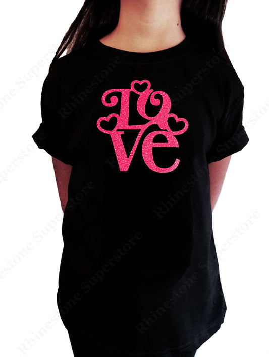 Love with Hearts in Pink Glitters girls