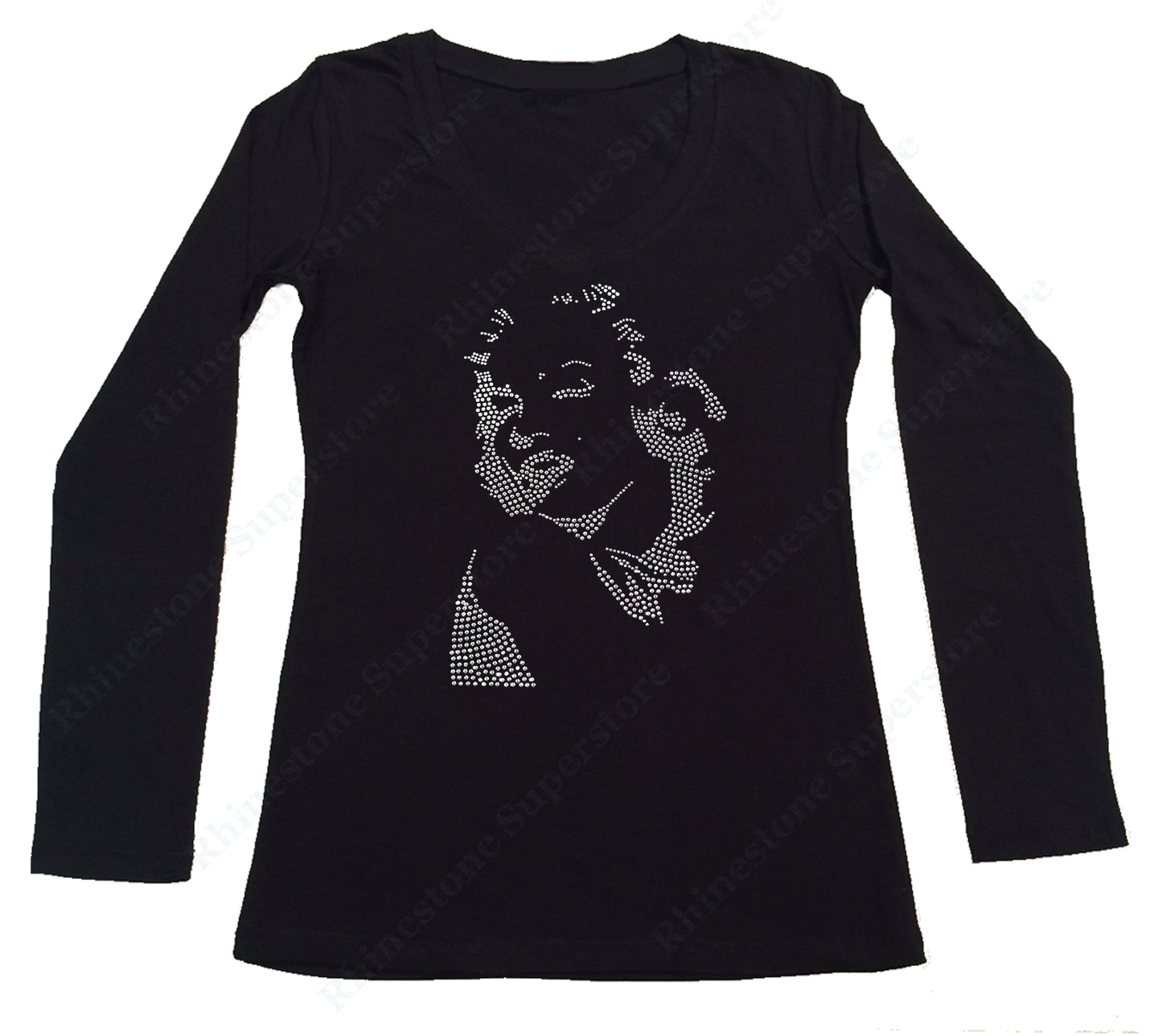 Womens T-shirt with Blessed with Marilyn Monroe in Rhinestones