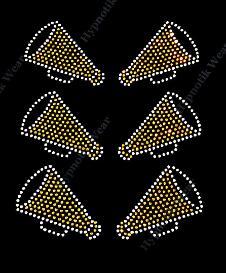 Rhinestone Transfer " Megaphone " Hotfix, Iron On, DIY, Bling