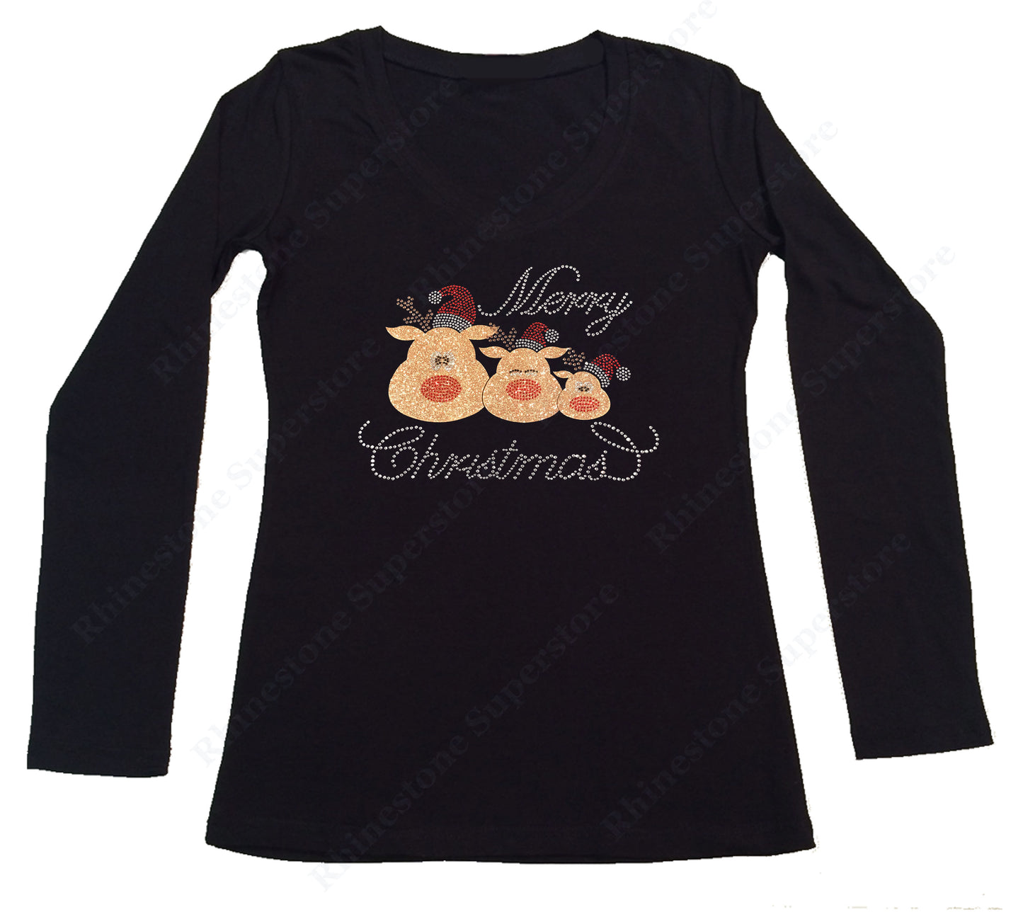 Merry Christmas 3 Reindeer long sleeve