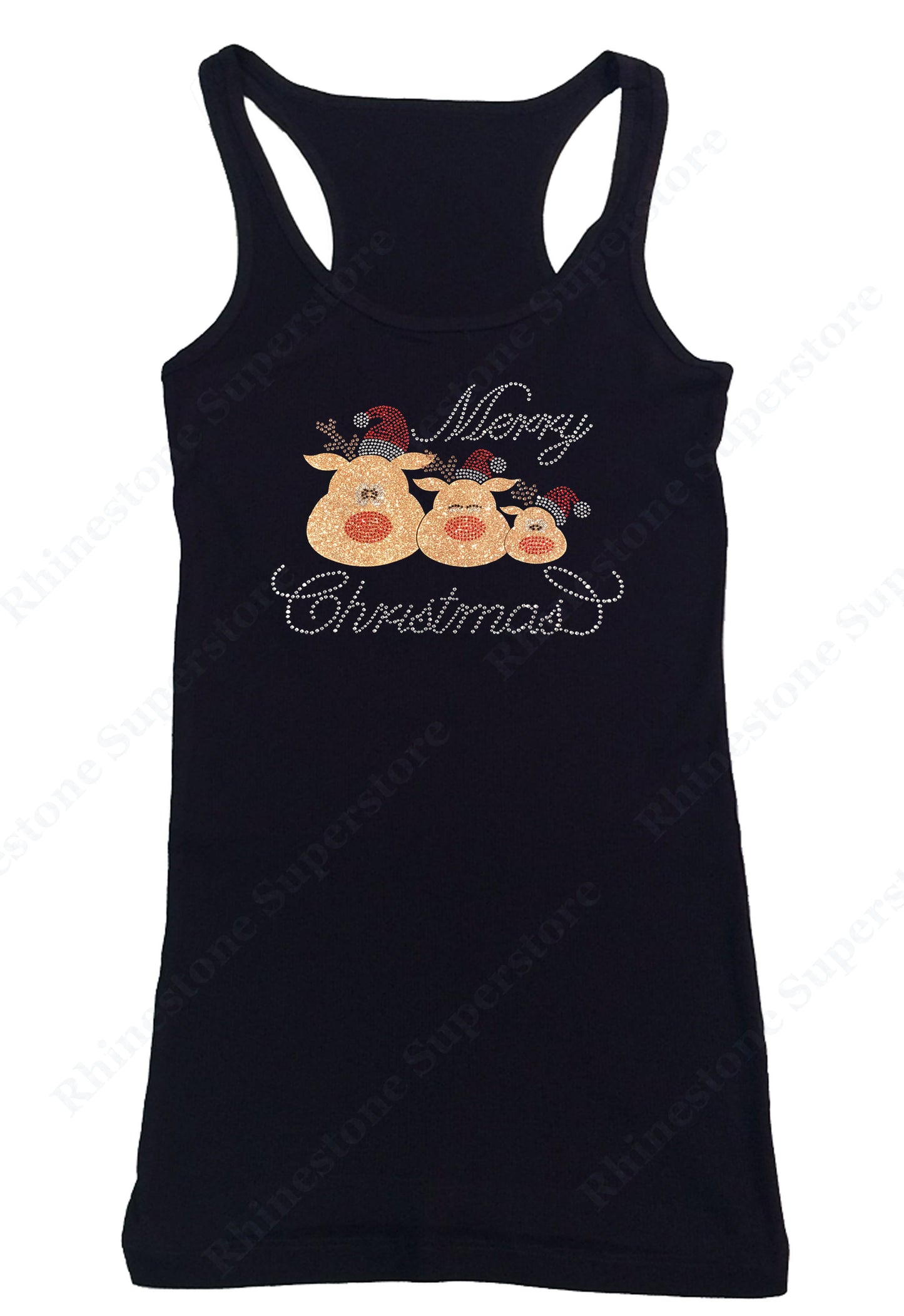 Merry Christmas 3 Reindeer tank top