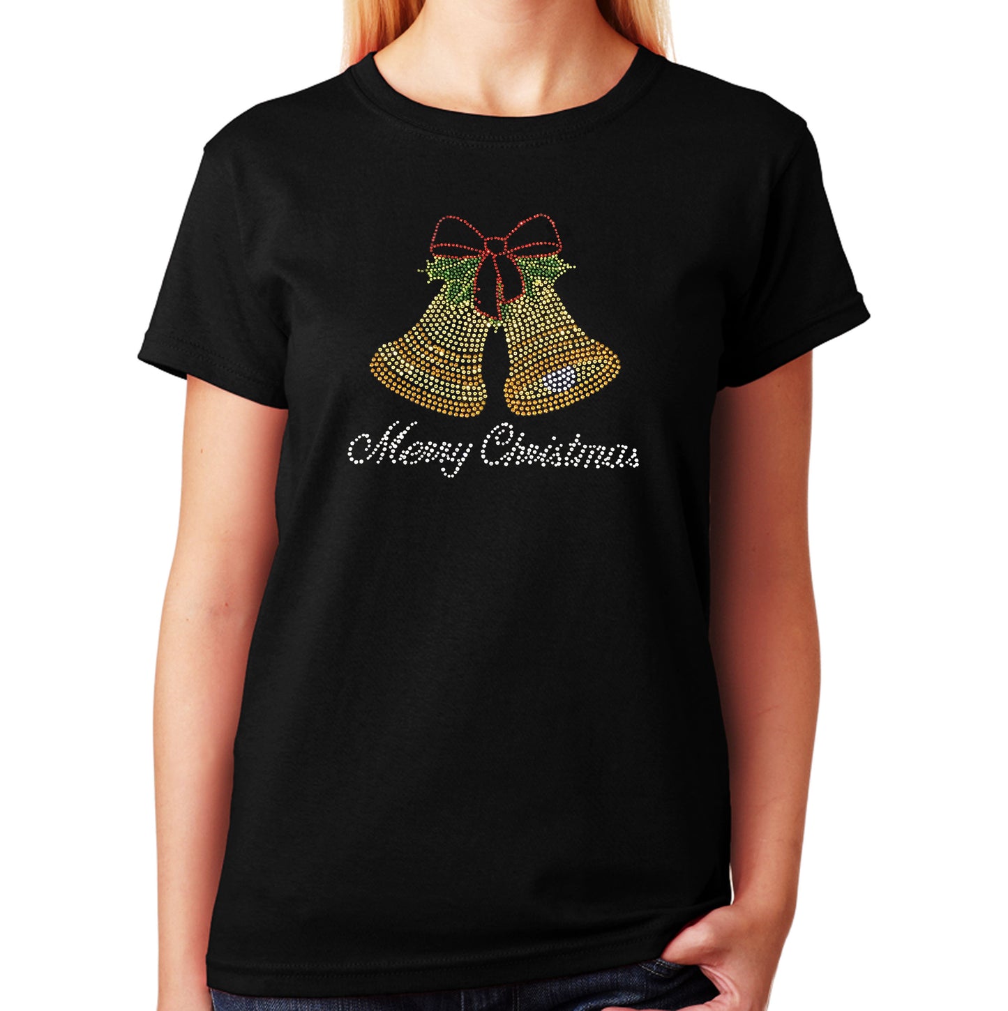 Merry Christmas Bells in Rhinestones