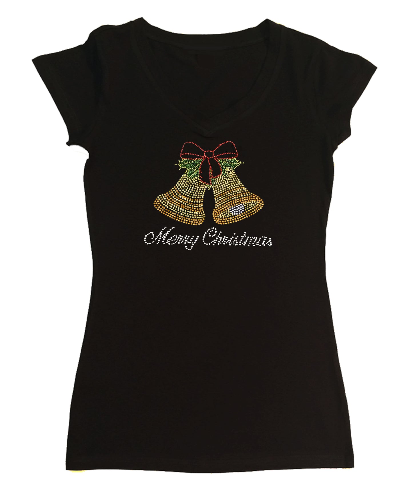 Merry Christmas Bells in Rhinestones