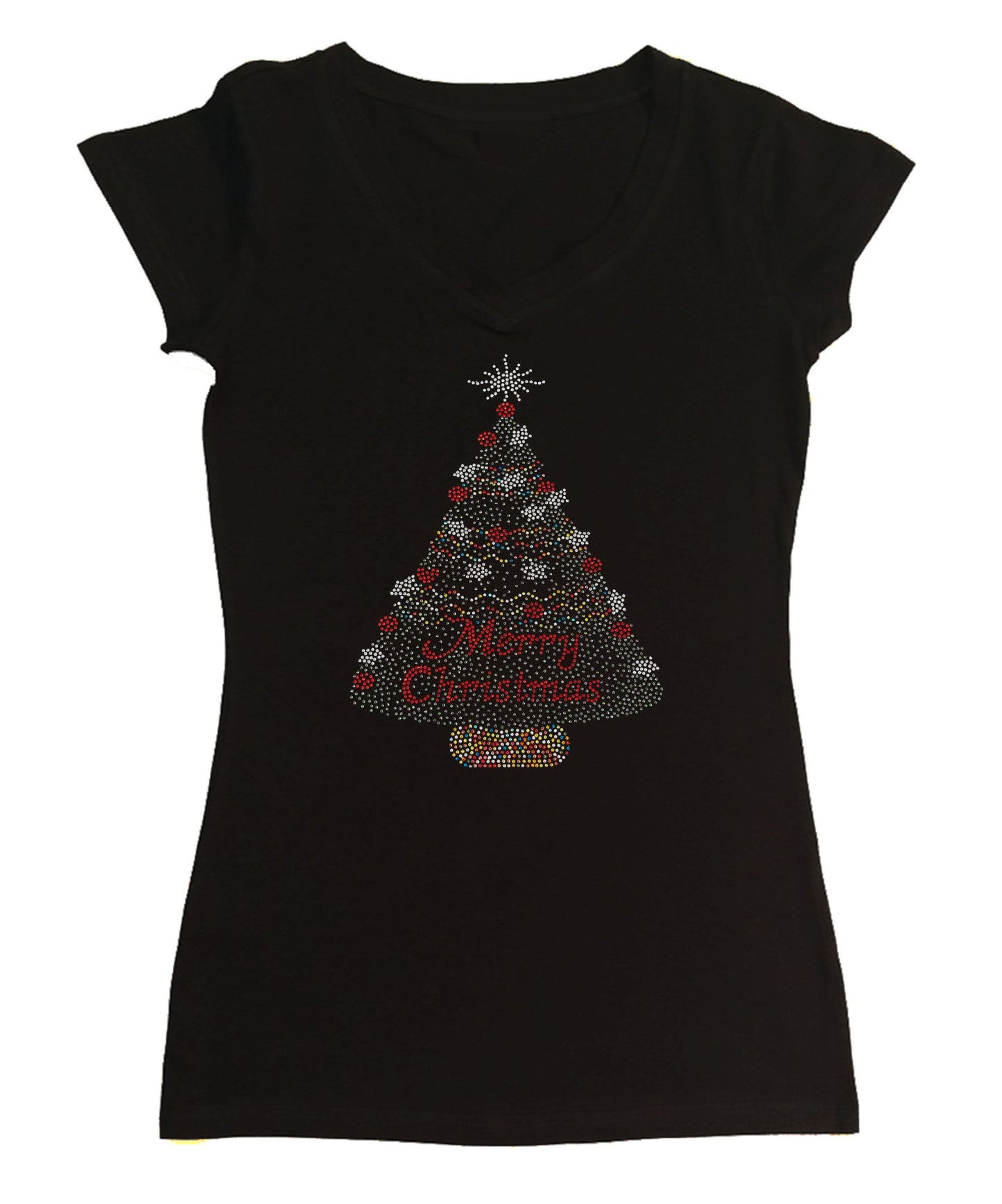 Merry Christmas Colorful Tree in Rhinestones