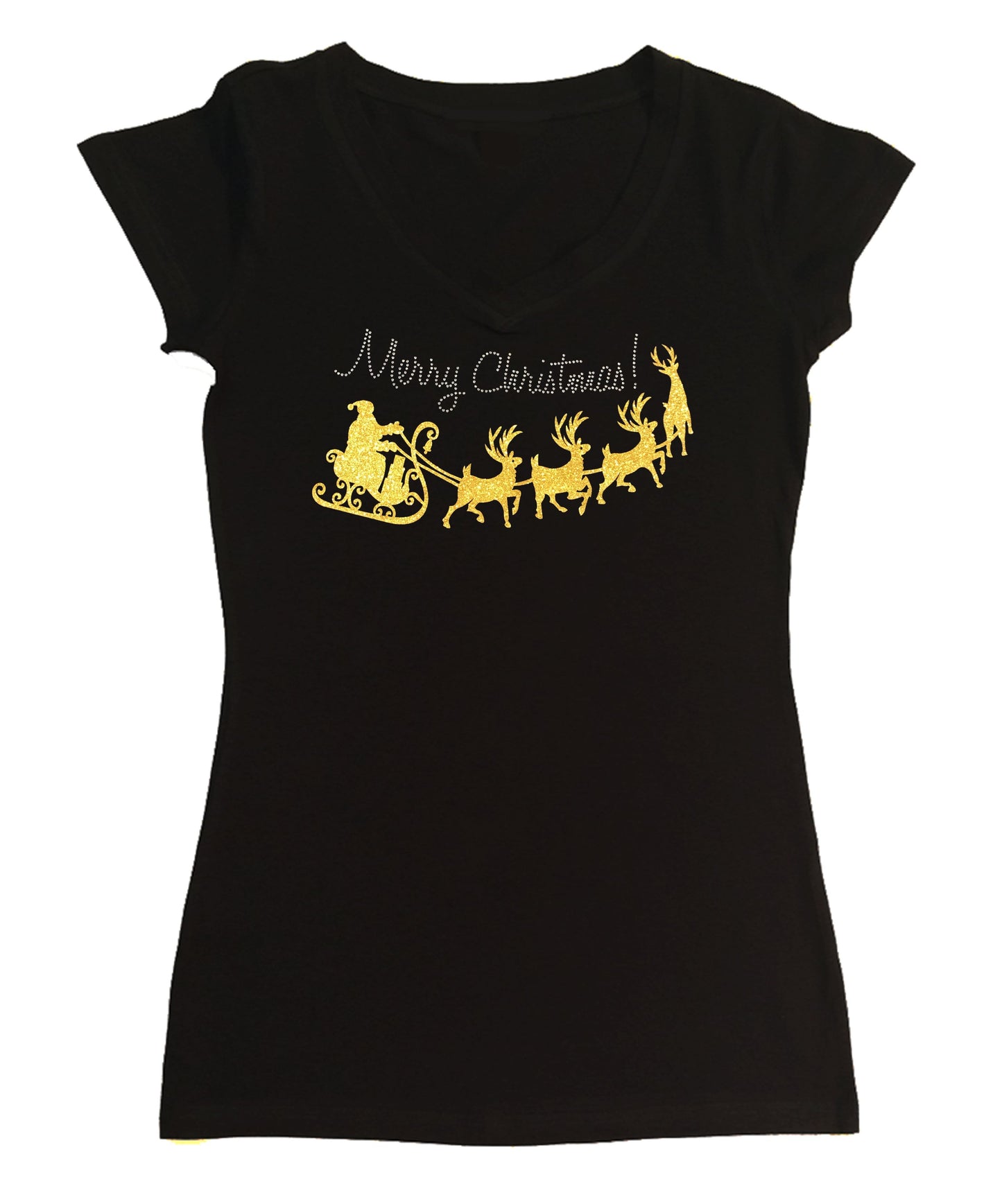 Merry Christmas with Yellow Santa Slay in Glitters and Rhinestones