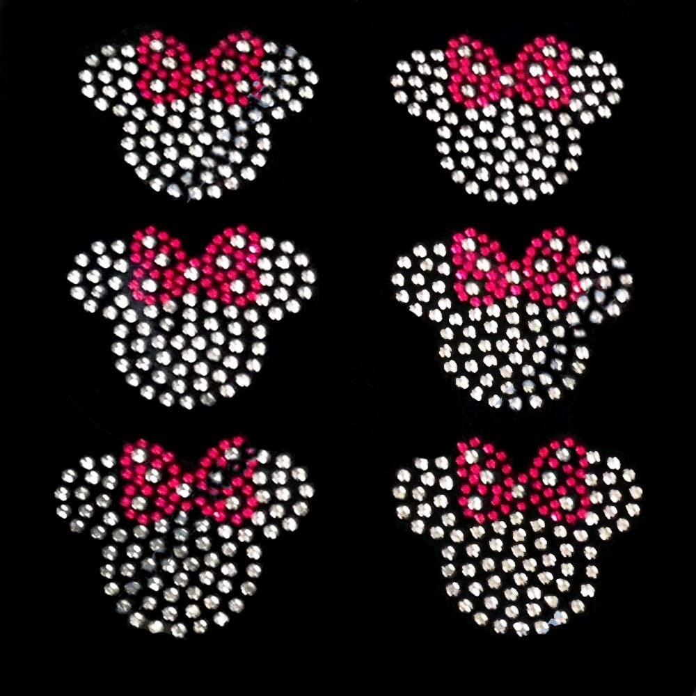 Rhinestone Transfer " 6pcs Minnie Mouse Bow " Hotfix , Iron On, Bling, Trendy, DIY