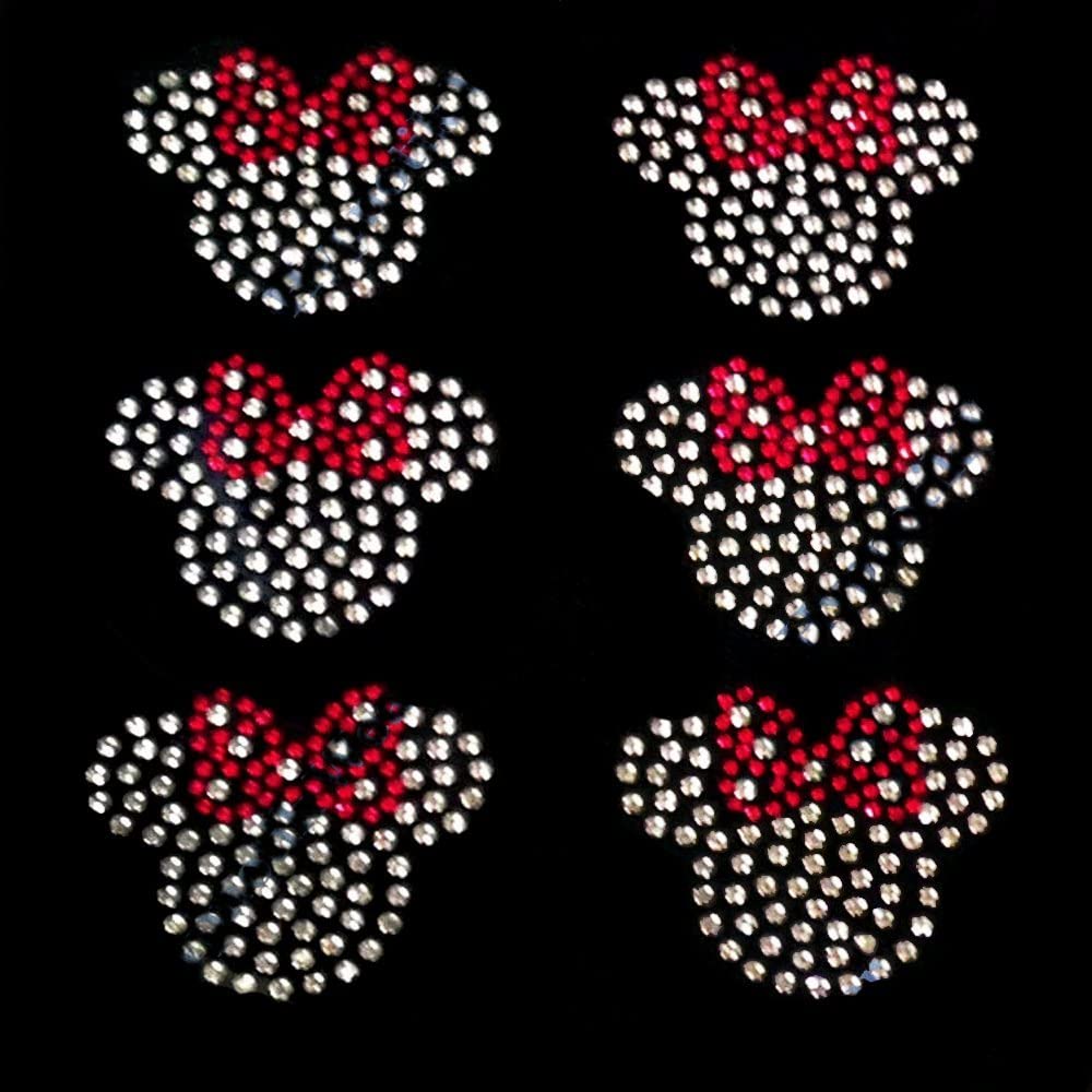 Rhinestone Transfer " 6pcs Minnie Mouse Bow " Hotfix , Iron On, Bling, Trendy, DIY
