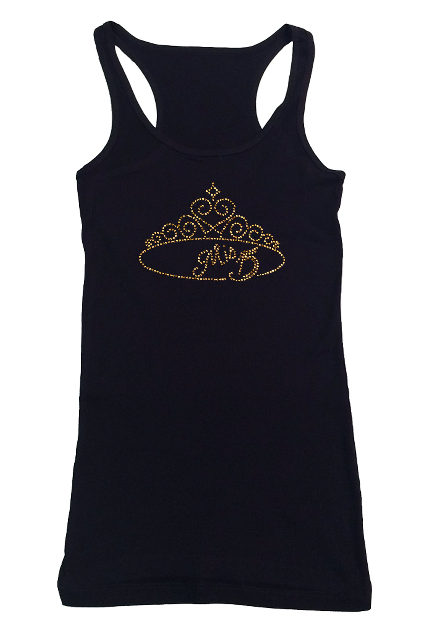 Womens T-shirt with Mis Quince Gold Tiara in Rhinestones