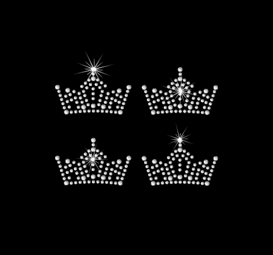 Rhinestone Transfer " New Crystal Mini Crown " 4 pcs, Hotfix , Iron On, Bling, Trendy, DIY