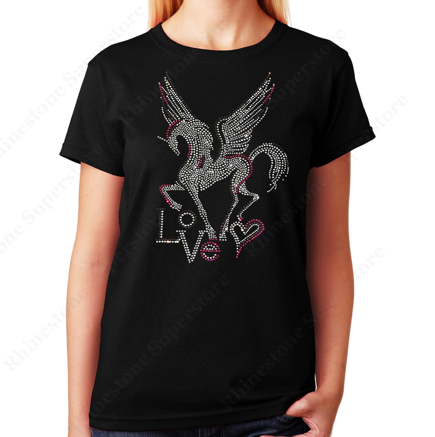 Pegasus with Love in Rhinestones unisex rhienstones
