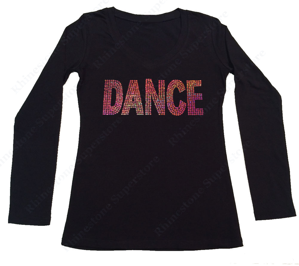 Womens T-shirt with Dance in Pink AB Sequence