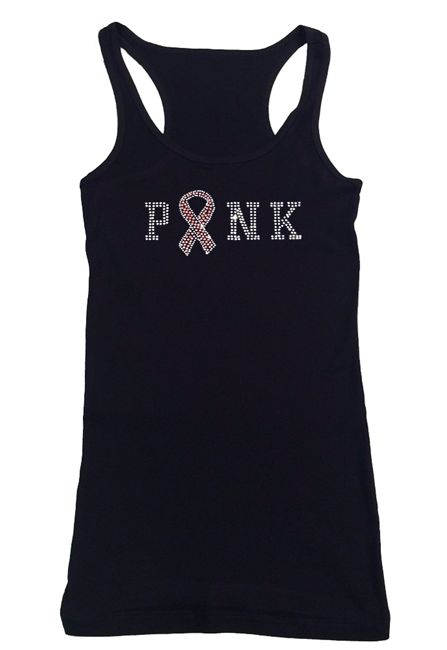 Womens T-shirt with Pink and Crystal Faith Cross in Rhinestones
