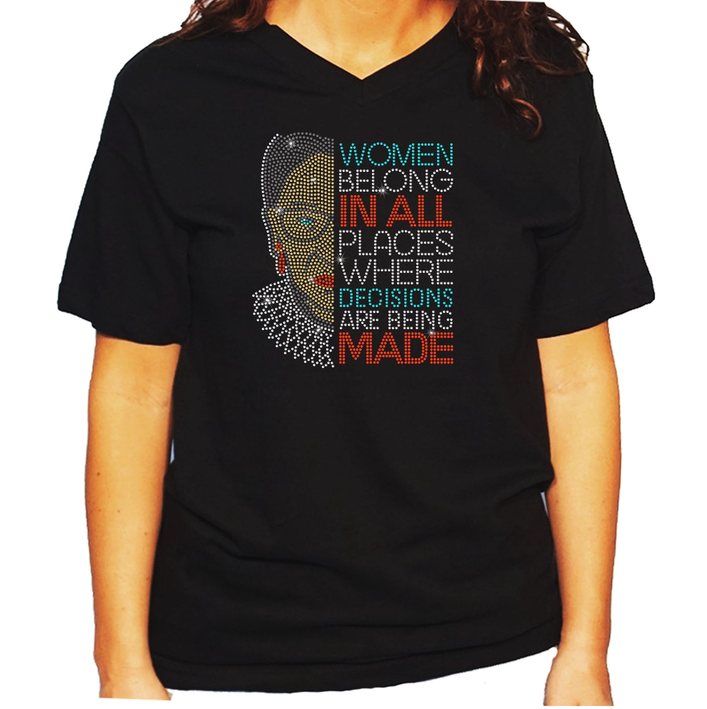 Women's / Unisex T-Shirt with RBG in Rhinestones