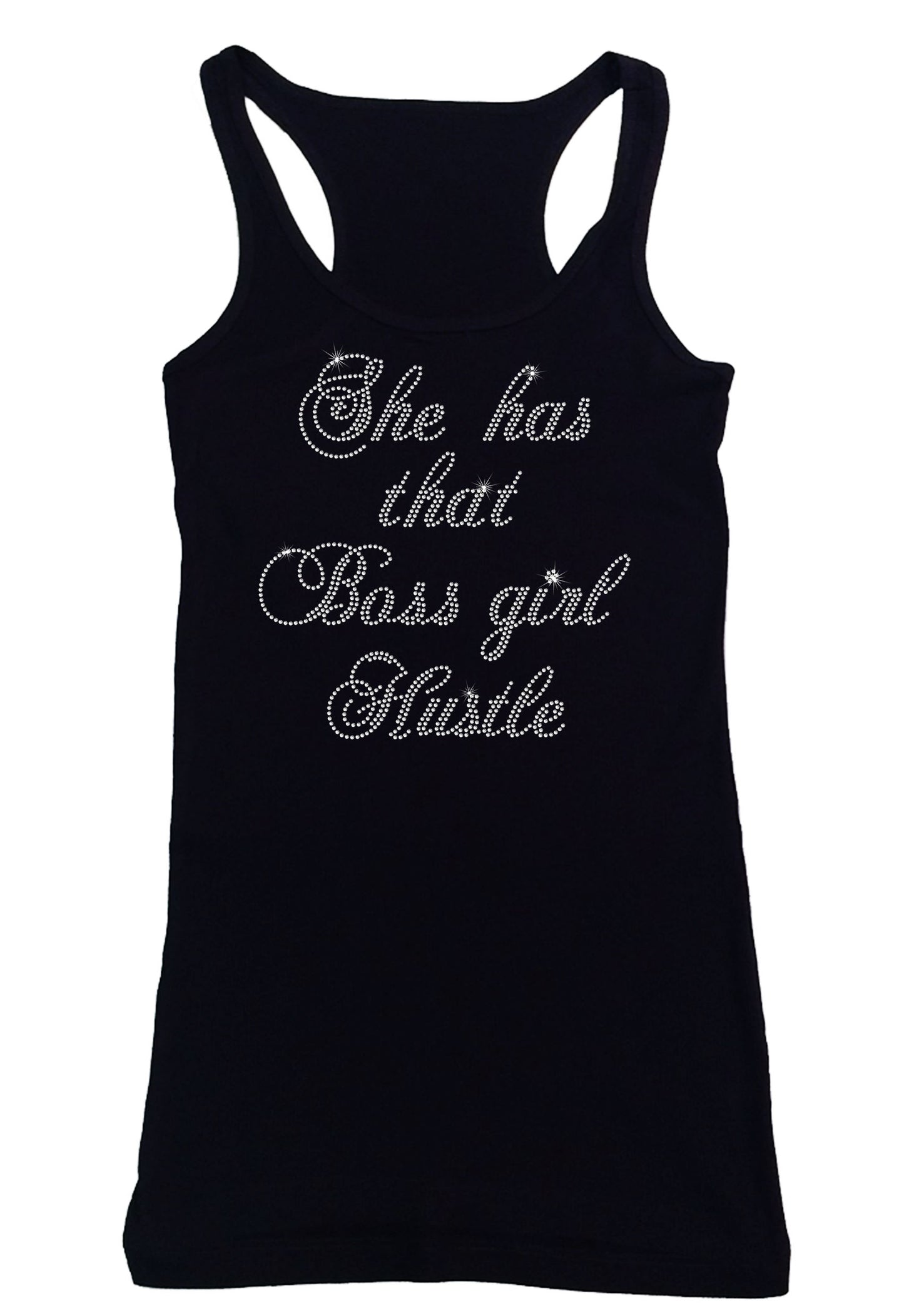 Women's Rhinestone Fitted Tight Snug Shirt She has That Girl Boss Hustle - Boss Shirt
