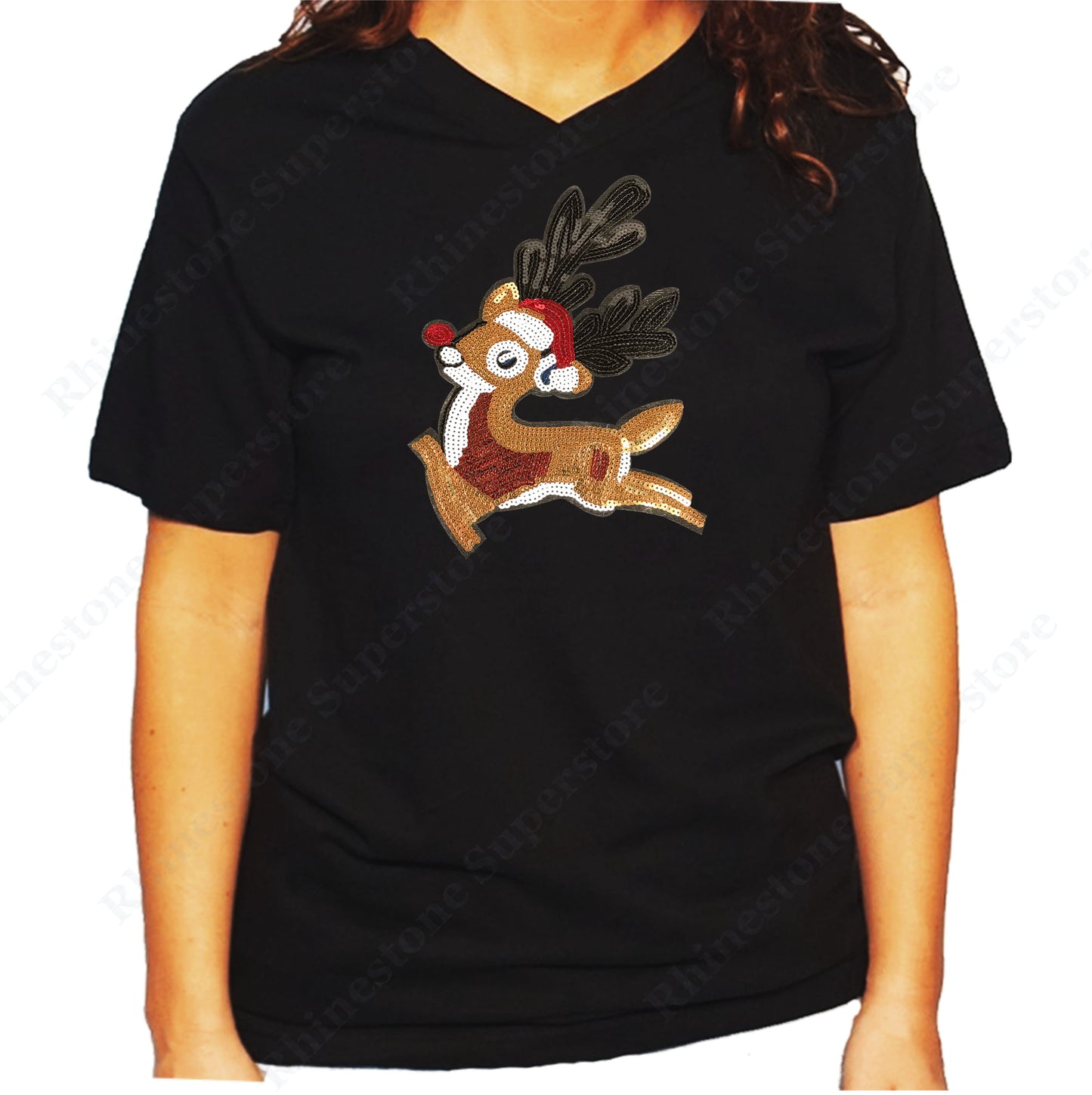 Women's / Unisex T-Shirt with Rudolph The Red Nose Reindeer in Sequence