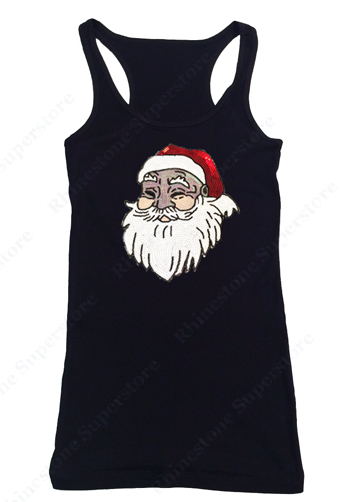 Womens T-shirt with Santa with Hat in Sequence