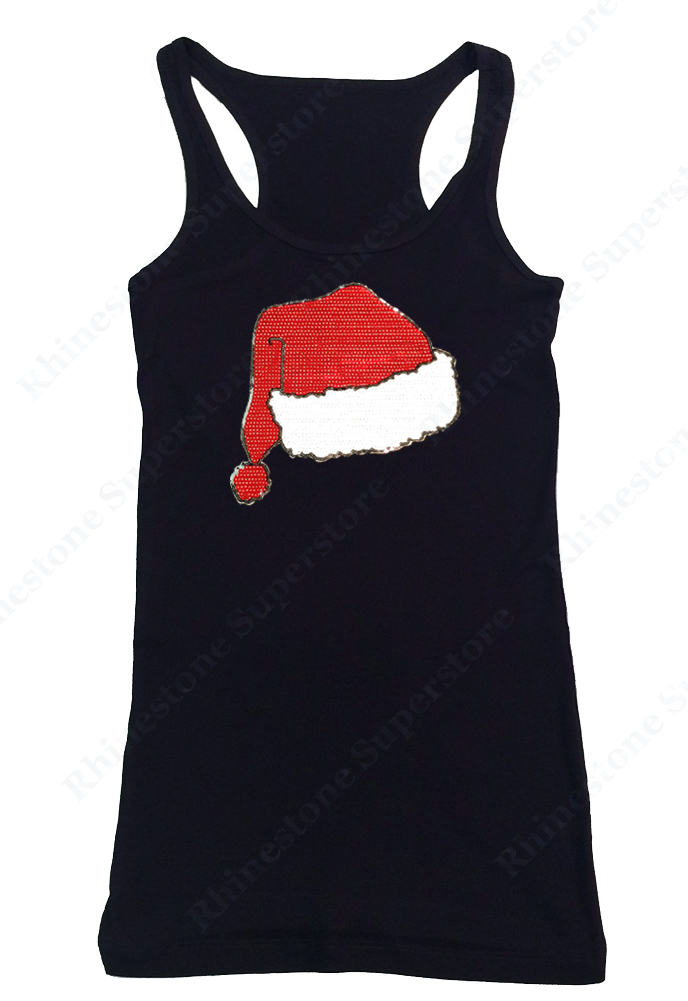Womens T-shirt with Santa Hat in Sequence