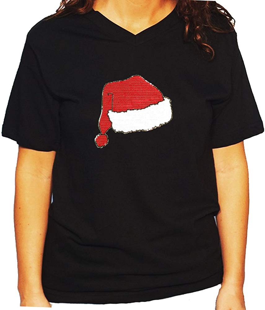 Women's / Unisex T-Shirt with Santa Hat in Sequence