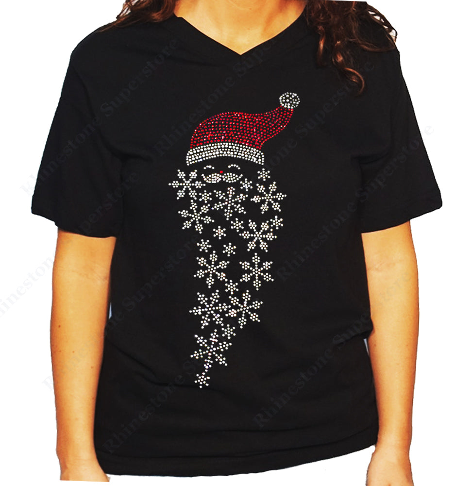 Women's / Unisex T-Shirt with Santa Hat with Snowflakes in Rhinestones