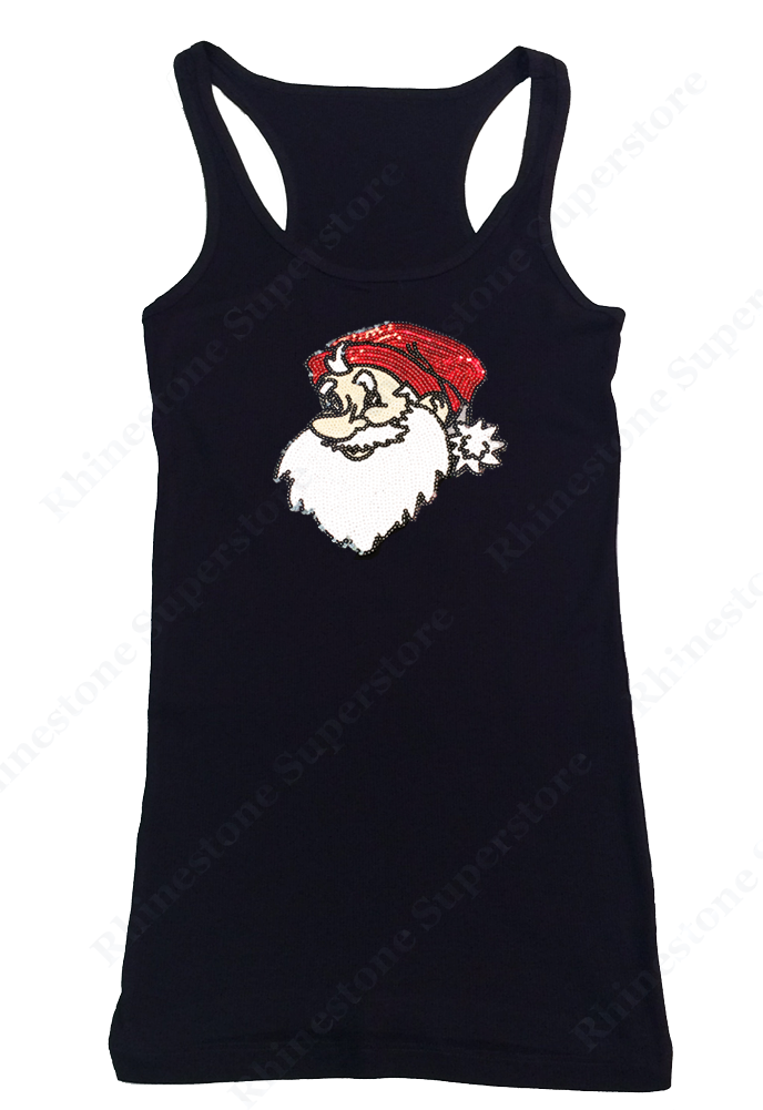 Womens T-shirt with Santa in Sequence