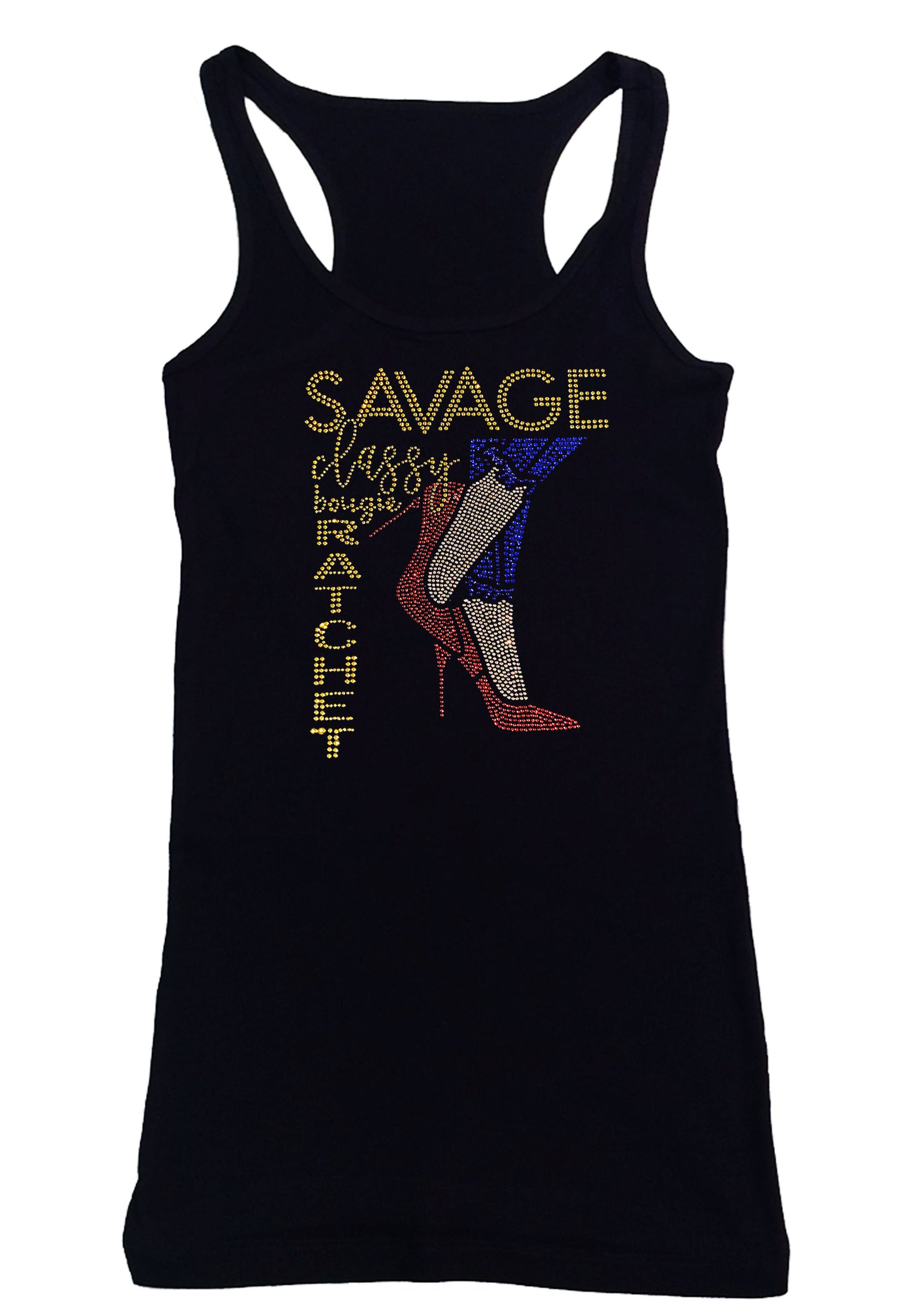 Women's Rhinestone Fitted Tight Snug Shirt Savage, Classy, Bougie, Ratchet