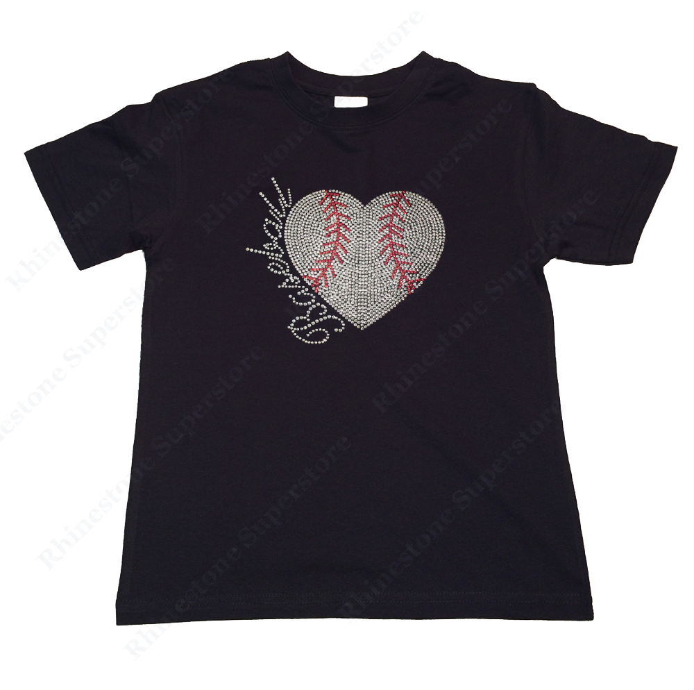 Girls Sequence T-Shirt " Sequence Baseball Heart " Size 3 to 14 Available