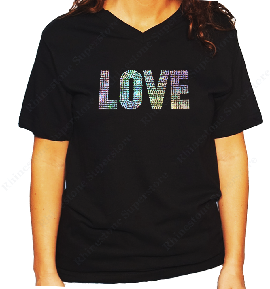 Women's / Unisex T-Shirt with Silver Love in Sequence