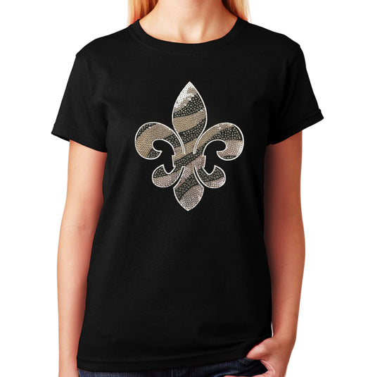 Silver Sequins and Rhinestones Fleur de Lis