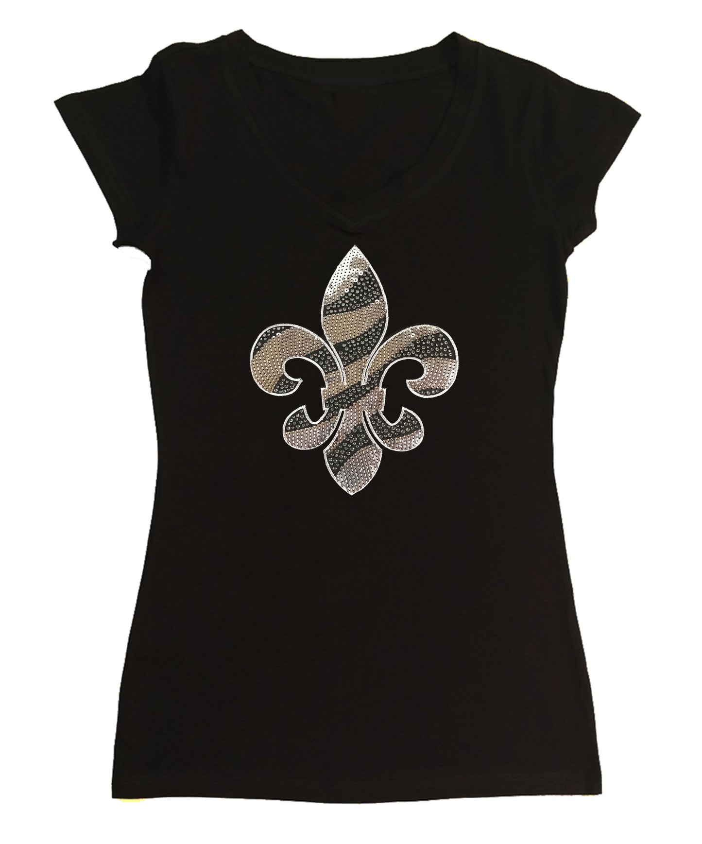 Silver Sequins and Rhinestones Fleur de Lis