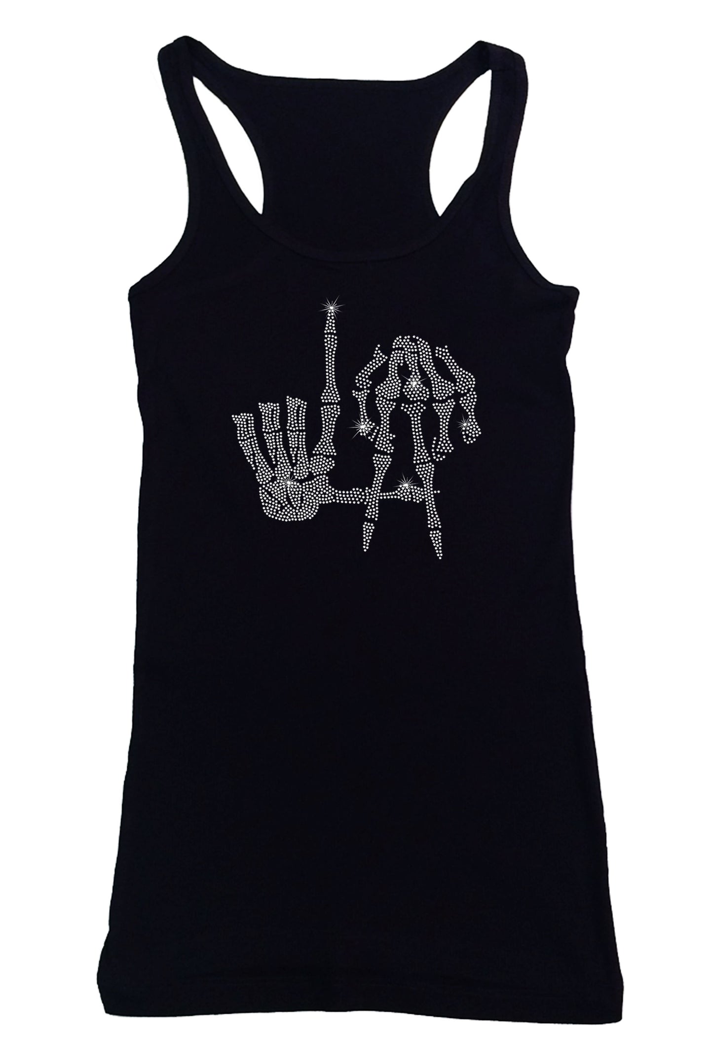 Women's Rhinestone Fitted Skeleton Hand LA