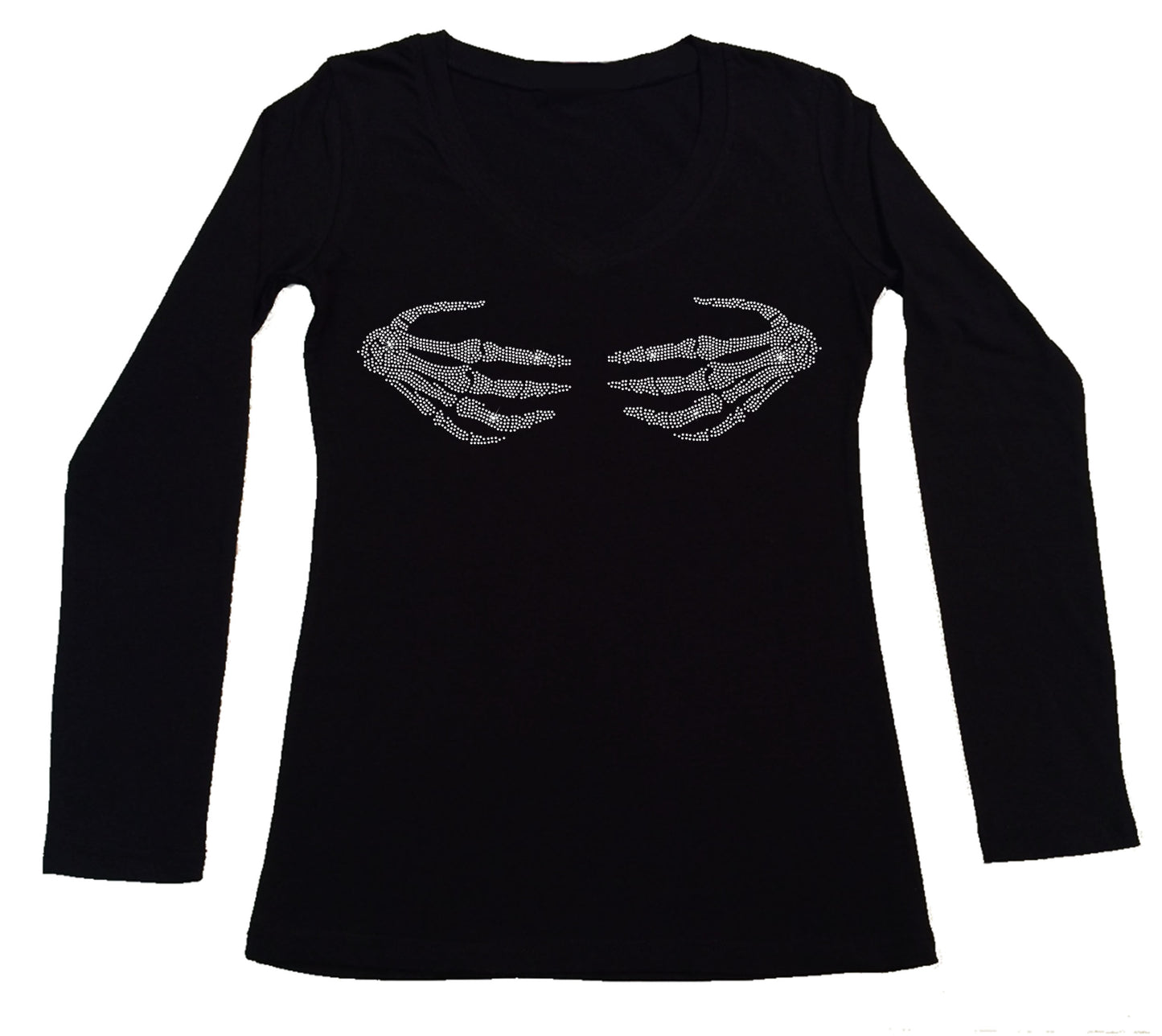 Women's Rhinestone Fitted Skeleton Hands