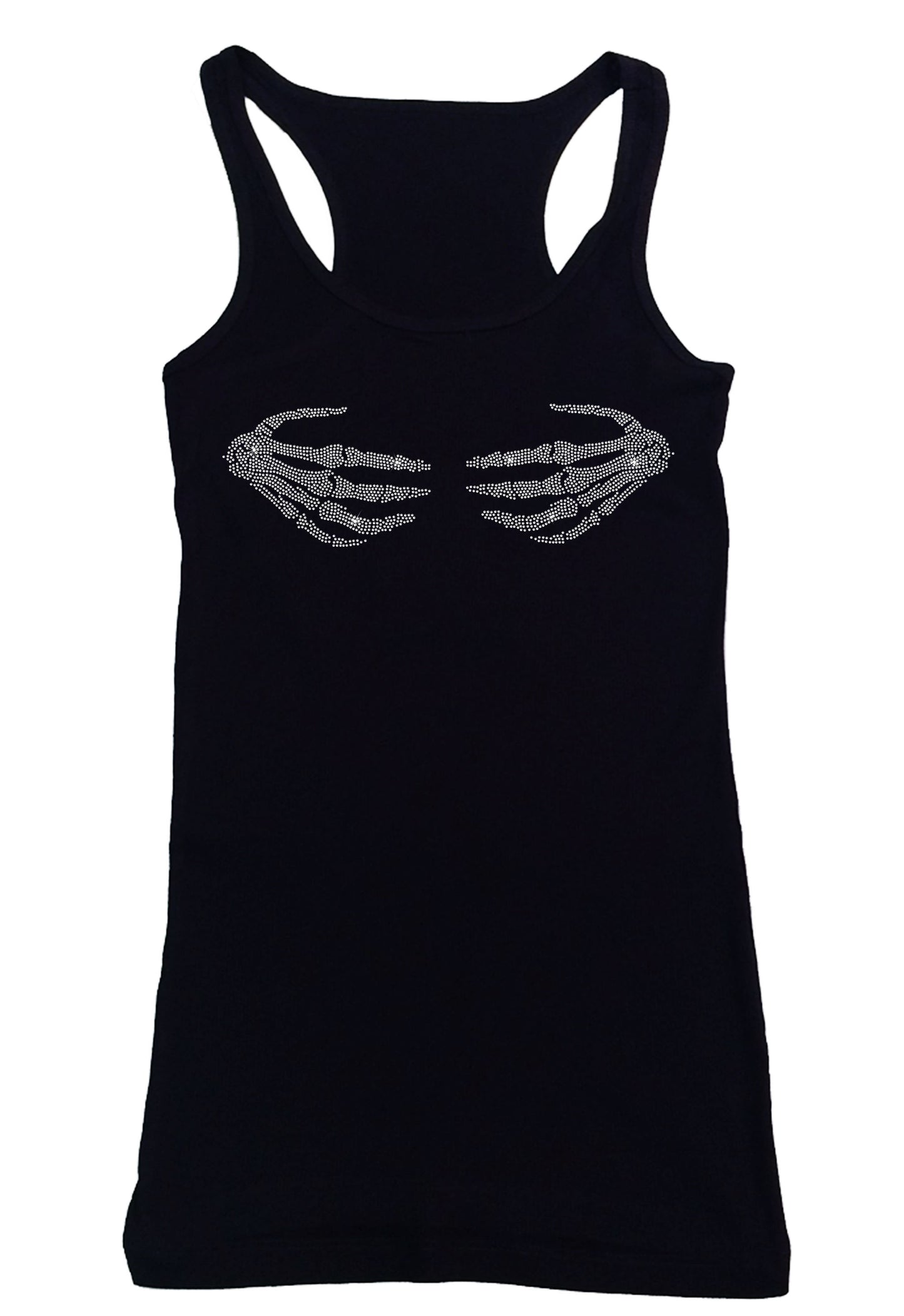 Women's Rhinestone Fitted Skeleton Hands