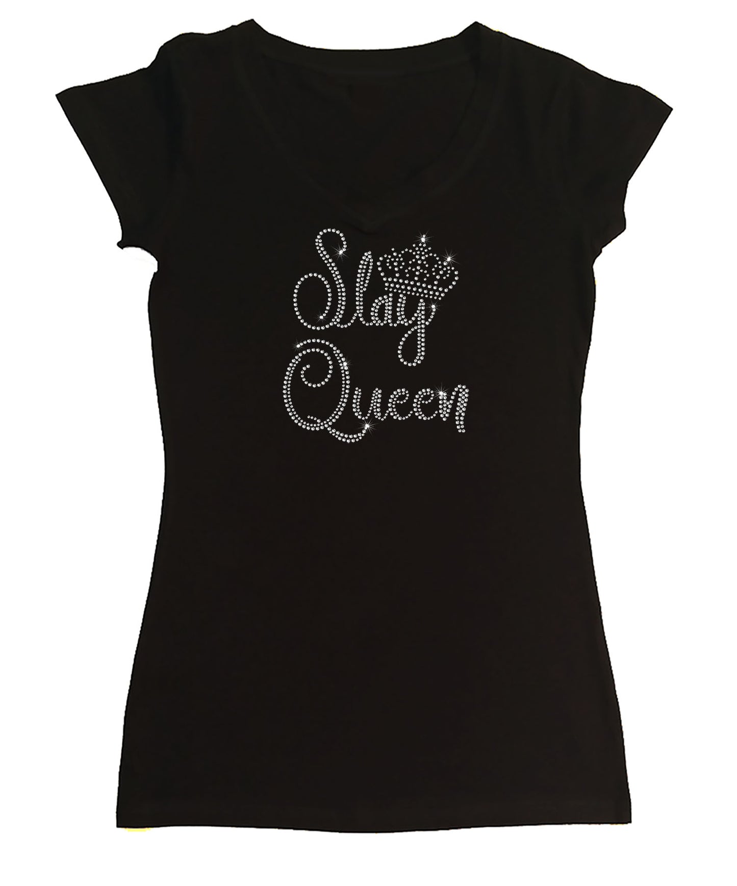 Womens T-shirt with Slay Queen in Rhinestones