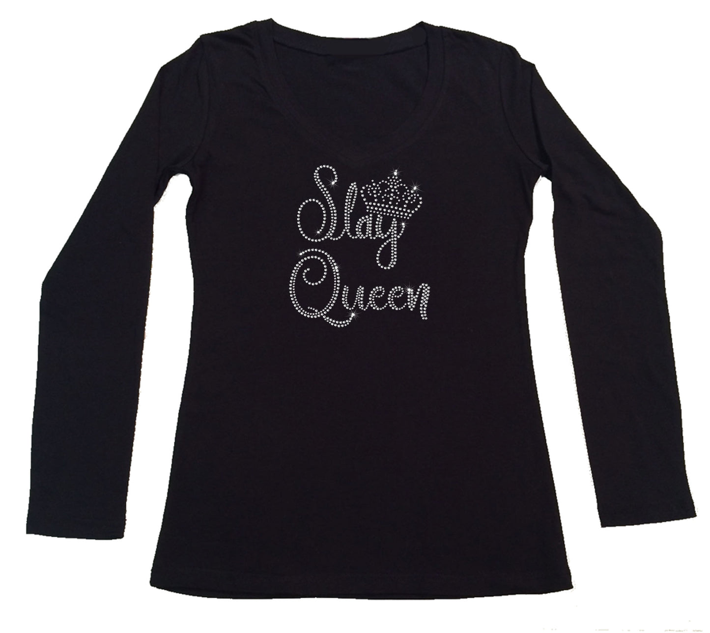Womens T-shirt with Slay Queen in Rhinestones