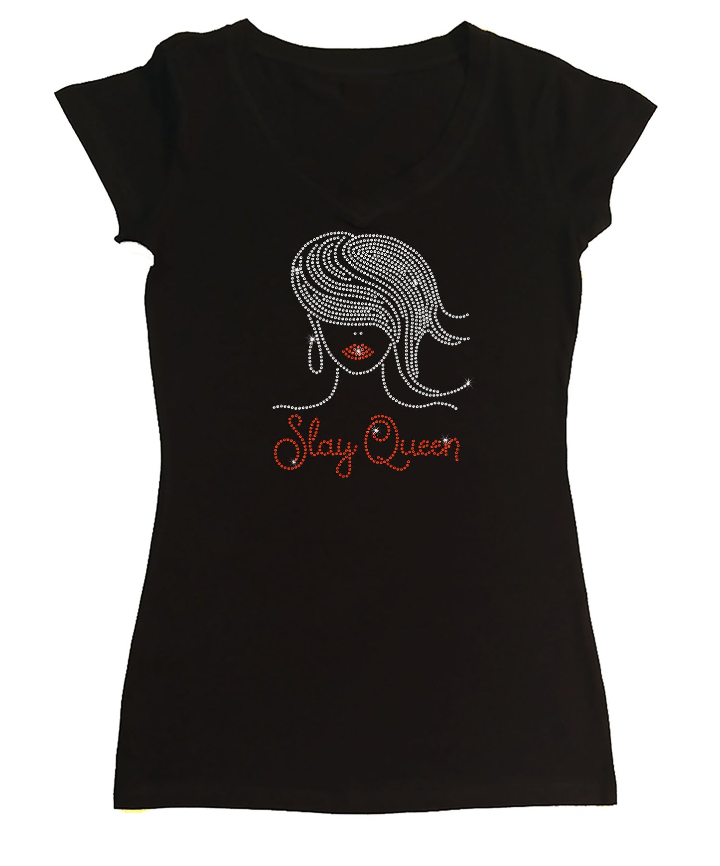 Womens T-shirt with Slay Queen Women in Rhinestones